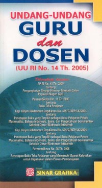Image of UNDANG-UNDANG GURU DAN DOSEN (UU RI NO. 14 TAHUN 2005)