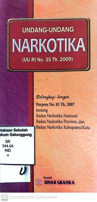 Image of UNDANG-UNDANG NARKOTIKA UU NO. 35 TAHUN 2009