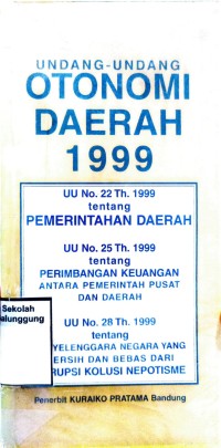 Image of UNDANG-UNDANG OTONOMI DAERAH 1999
